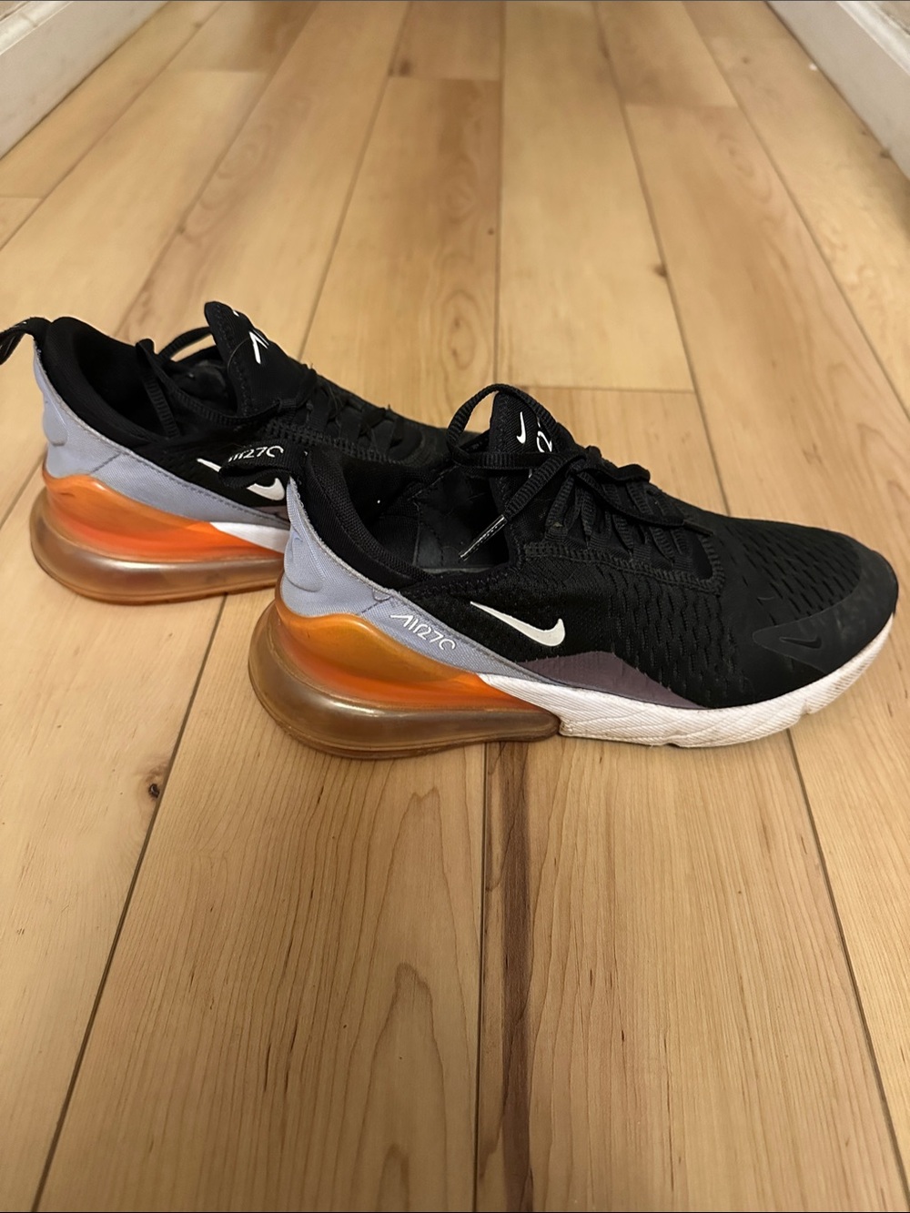 Nike Black & Orange Men’s Sneakers with White Swoosh